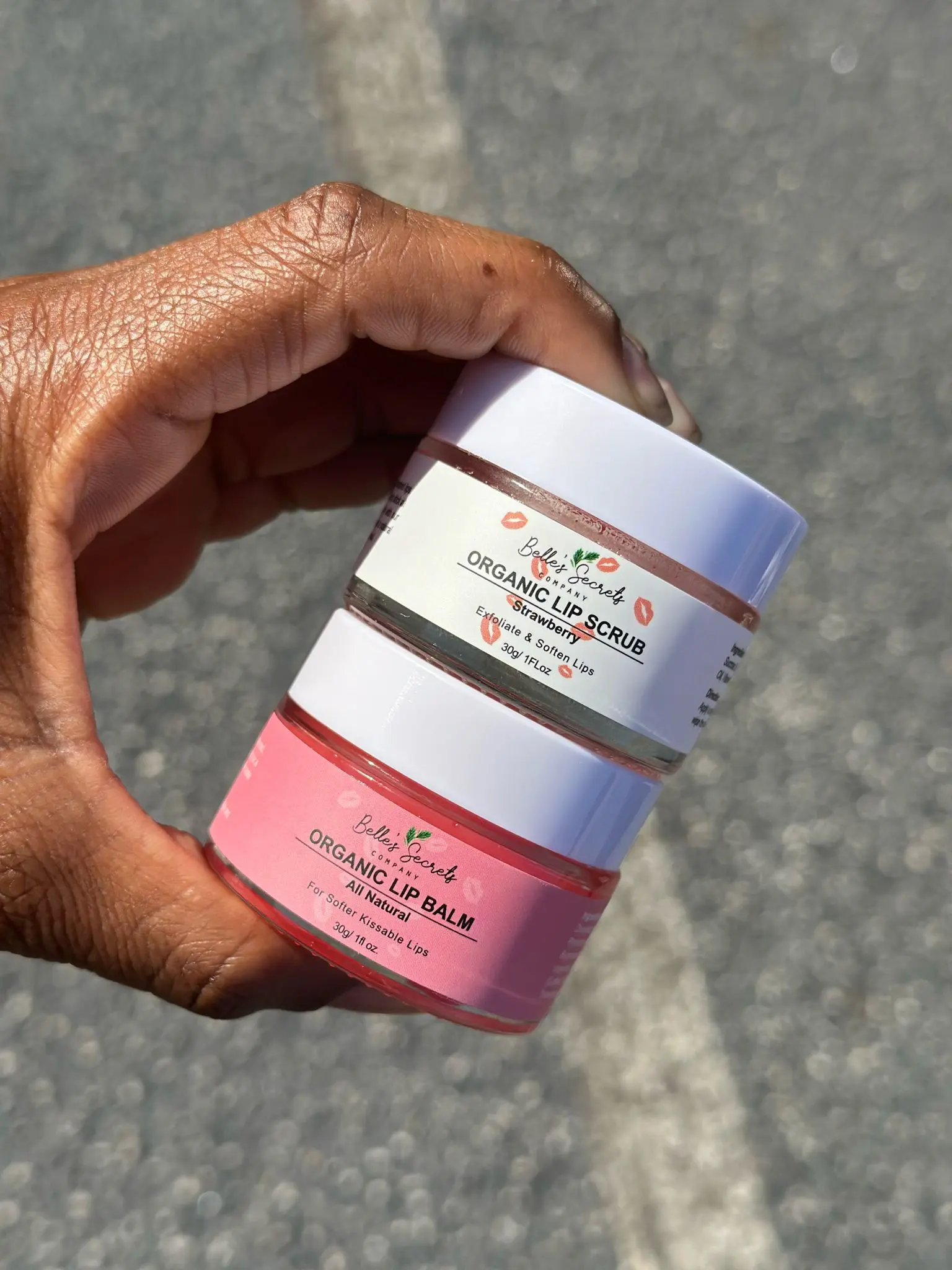 Belle's Secrets Natural Coffee Lip Duo - Exfoliating Scrub, Moisturizing Balm, Long-lasting Lip Care Product