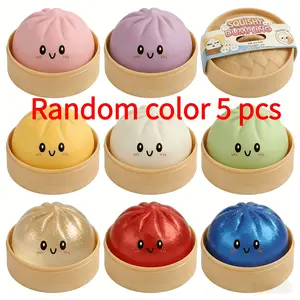 2026 New Dumpling Squishy Mystery Box - Surprise Dumpling Squishy, Rare Dumplings Bun Stress Relief Fidget Set, Random Colors (5 Packs)