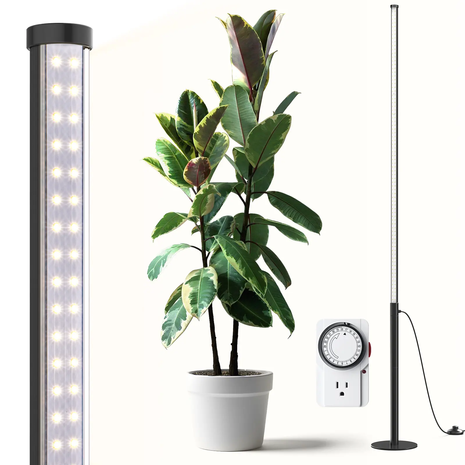 Barrina T10 Pro Standing Grow Light with Timer, 42W, 5000K, Full Spectrum, Wide Coverage, 4FT to 5.6FT Height with Foot Switch