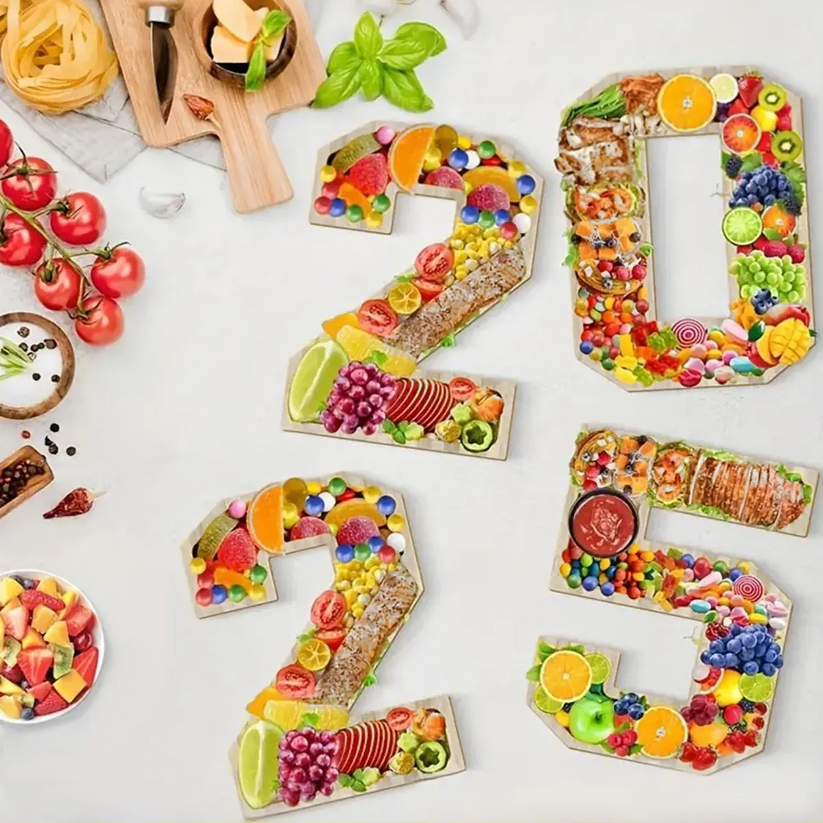 1pc,Wooden Digital Shaped Tray,DIY Digital Combination Tray,Desktop Decoration,Happy Birthday Party Decoration,Festival Party Decoration,Event Party Supplies,Birthday Party Decor Tray