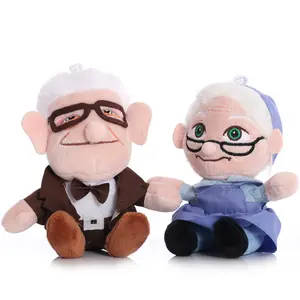 2PCS  Movie UP Carl Plush Toys Grandfather Grandmother Cartoon Stuffed Dolls  Pendant Ally Carl Plushie Toy Kids Birthday Gifts