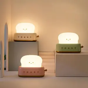 Cute Toast Bread Machine Shape LED Table Lamp, Rechargeable 3000k USB Night Light, Cozy Decorative Lighting for Home, Perfect Gift