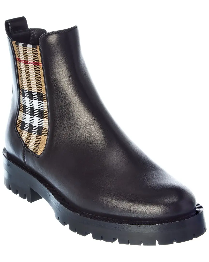 Burberry Vintage Check Detail Leather Chelsea Boot