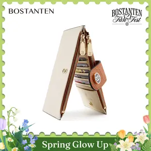 BOSTANTEN Long Wallet for Women Trendy Clutch with Zipper Pockets and Card Slots RFID Blocking Leather Wallet Slim Bifold Purse Mom Pouch SpringStatements