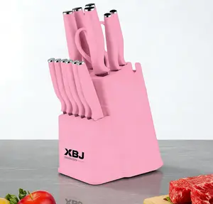 15 Pieces Kitchen Knife Set, High Carbon Stainless Steel,Sharp Includes Serrated Steak Knife Set with German Stainless Modern Utensils Block
