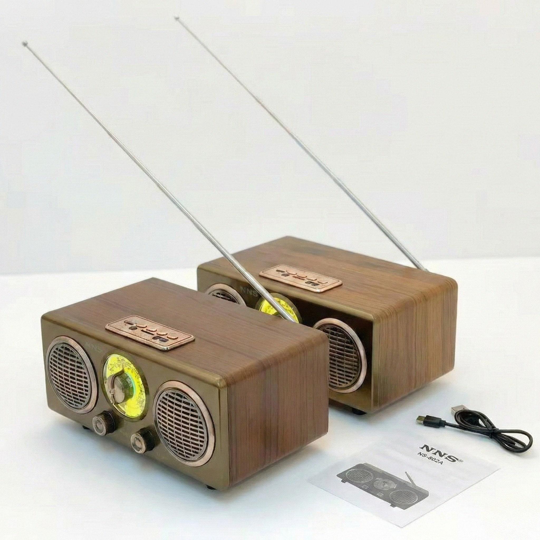 Retro Classic Portable Radio Speaker, AM/FM/SW Multi-Band, Bluetooth 5.3 Wireless, USB/MicroSD/AUX Playback, Dual 10W Stereo Output, Rechargeable Battery, Vintage Desktop Speaker