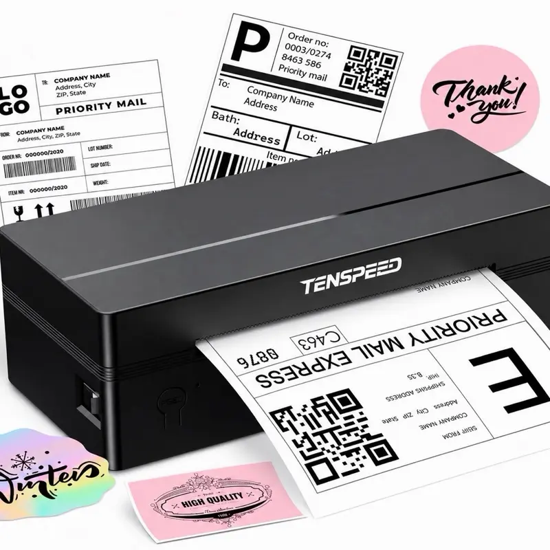 TENSPEED RP425 Commercial Grade Thermal Printer, High-Speed Wireless Label & Barcode Printer For Shipping Labels, Logistics And Supermarkets