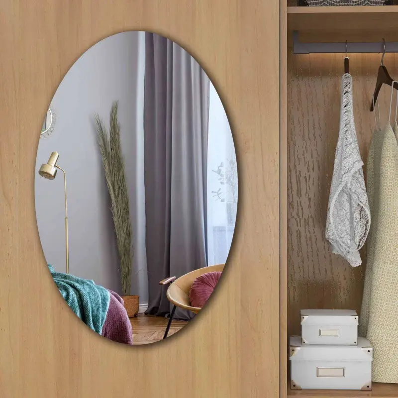 Creative Self-Adhesive Acrylic Mirror, Small Oval Wall Sticker, Non-Breakable Bathroom Decor, Home Use Glass Mirror, Easy Installation
