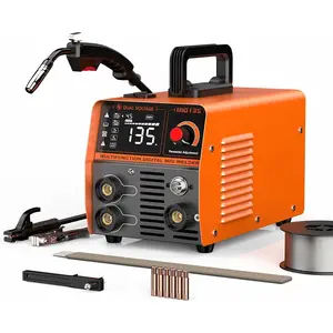 135A Flux Core MIG Welder 110V 3-IN-1 Gasless with IGBT DC Inverter, 1 Pound Welding Wire, and MIG Operation, Orange Color