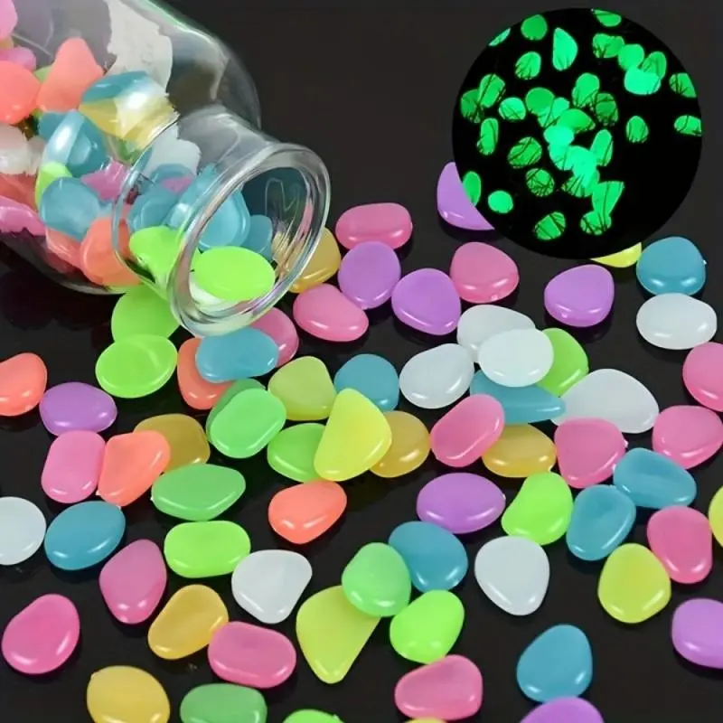500/1000pcs Glow-In-The-Dark Stones, Non-Toxic Luminous Pebbles for Outdoor Garden Pathway Decor, Garden Pond, Landscape Lighting Stones, Garden fish tank bottom sand landscape fluorescent stone, Garden Aesthetics, Garden Accessories, Garden Supplies