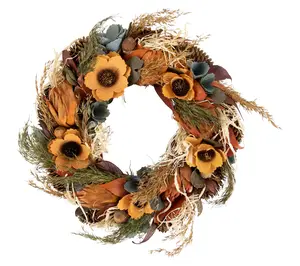 Northlight Sunflower & Straw Fall Harvest Wreath 12" Unlit