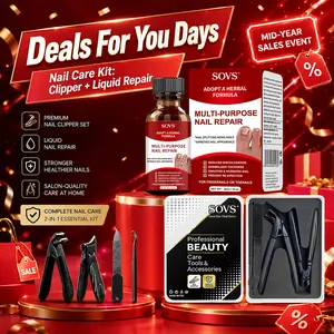 SOVS Nail Care Combo Kit 15ml/ 30ml Nail Care Liquid + 4-Piece Nail Clipper Set for Fingernails & Toenails, Professional Manicure & Pedicure for Brittle, Cracked & Discolored Nails, Gentle Daily Nail Maintenance Kit summerwins