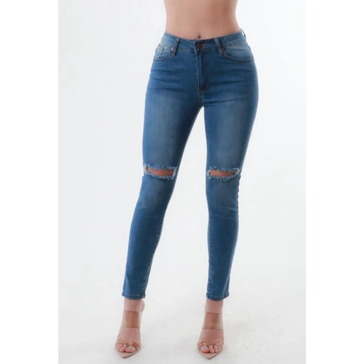 My Booty Look Good Vince Blue Premium Dark Denim Skinny Knee Out Jeans