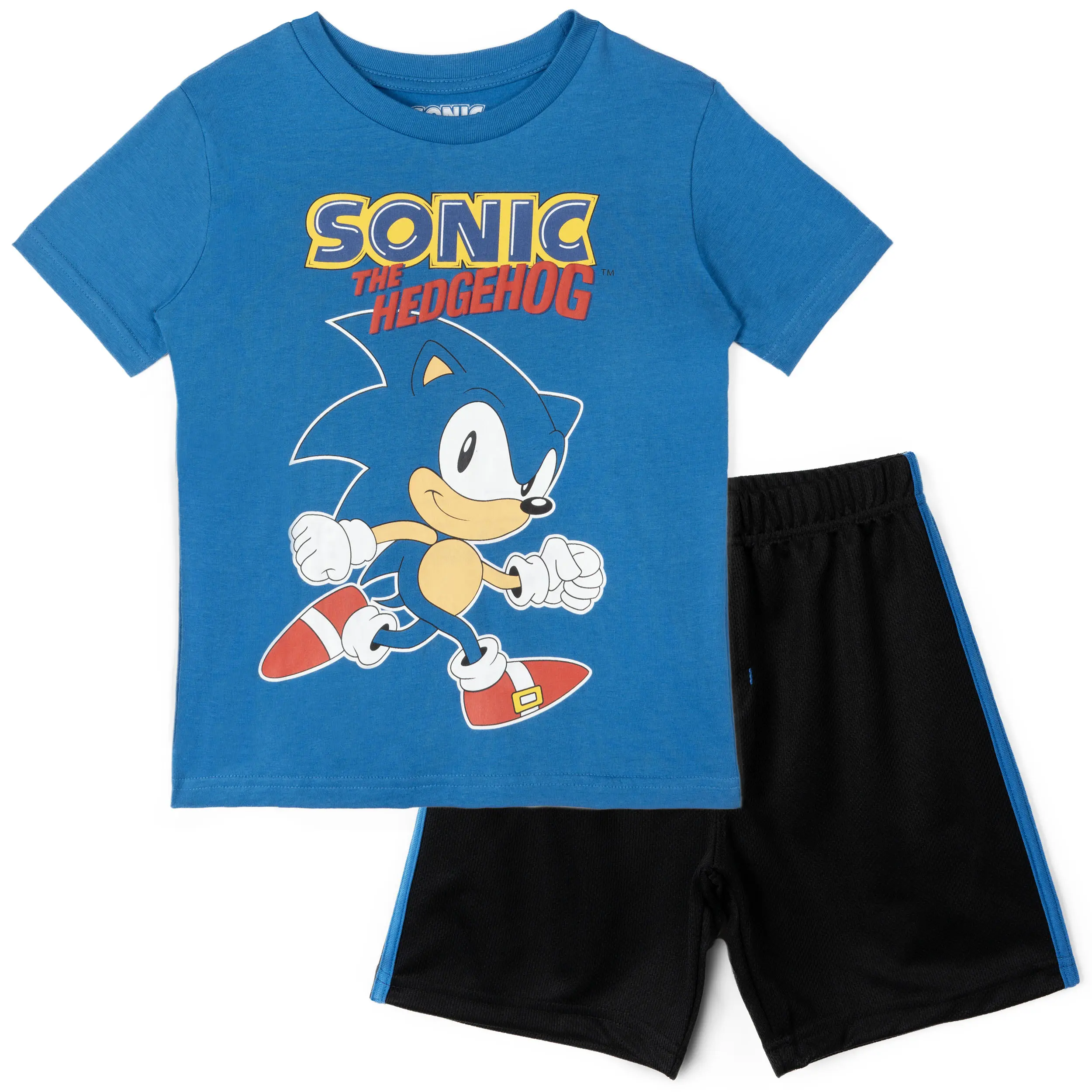 SEGA Sonic the Hedgehog Boys' 2-Piece Athletic Tee and Shorts Set, Toddler Size (3-4 Years) with Character Logos, Athletic Shorts for Big Kids, Tee Shorts