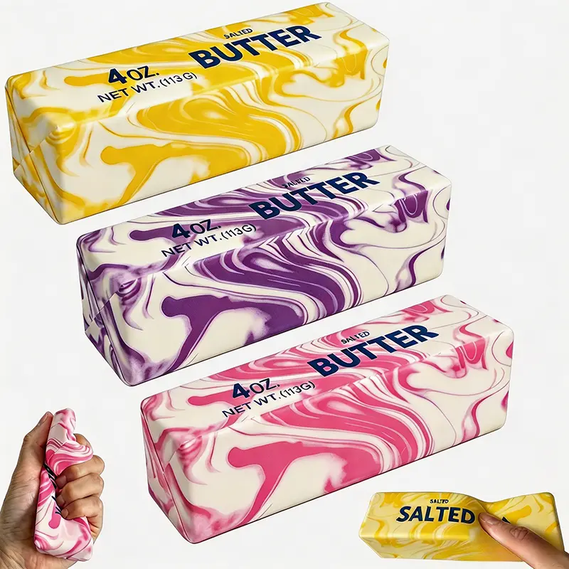 Butter Squishy Stress Toy, Realistic Butter Stick Fidget, Slow Rising Soft Squeeze Toy for Adults Stress Relief & Anxiety Relief, Sensory Desk Toy & Gift for Office Home