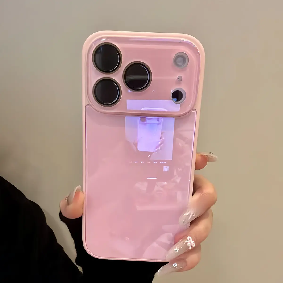 Blush Pink Glass iPhone Case - Skin-Feel Soft TPU Bumper, Hard Back, Full Lens Protection, Minimalist Design, Protective Cellphone Shell, Shockproof Covers, Stylish Casing - Accessories for iPhone 17/16/15/14/13/12/11 Pro Max Plus Air 17E 16E Mini 16 Plus