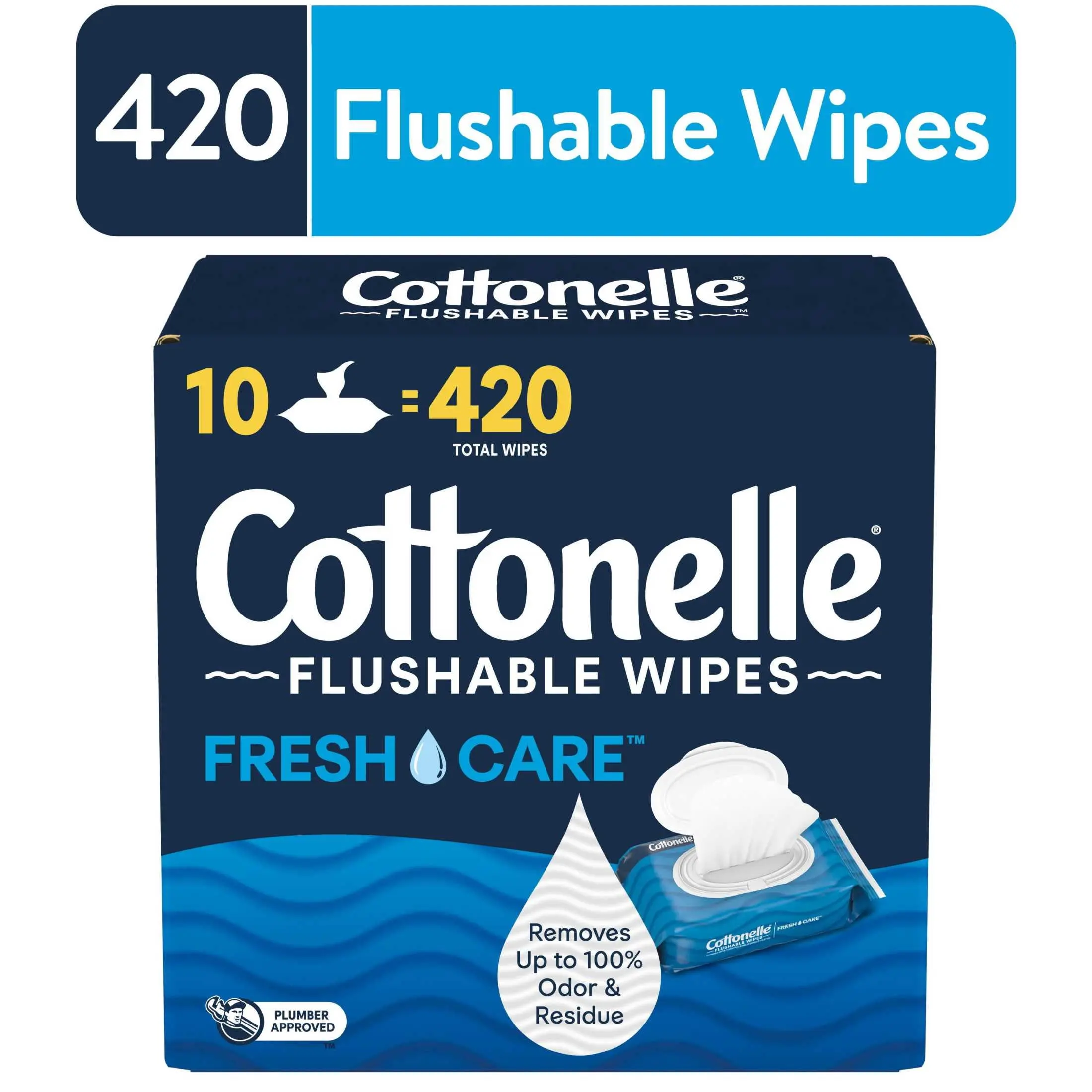 Cottonelle Flushable Wet Wipes For Everyday Sanitation Fresh Care Plumber Tested 10 Flip-Top Packs Supply Box