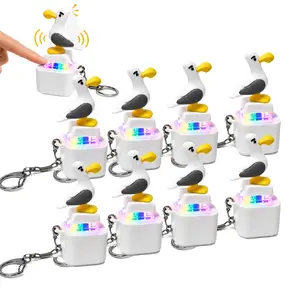 5 Pcs Seagull MINE! Funny Button Keychains with Real Sound & LED Light, Cute Interactive Keyboard Fidget Clicker Stress Relief Gift for Office Workers