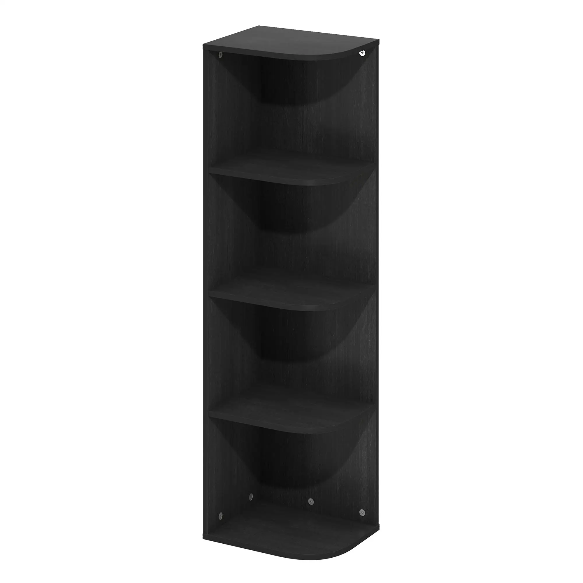 PASIR Bookcase, 4-Tier Corner Open Shelf Bookcase, Standing Bookcase, for Organization and Storage, 9.3 x 12 x 41.4, for Living Room Bedroom Home Office, Blackwood