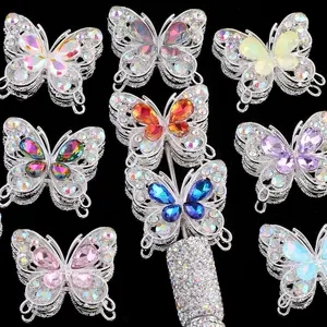 4pcs Diamond Heavy Industry Crystal Butterfly DIY Beads，Beadable Pens Set of 4 in Different Colors Perfect for Office Stationery & Writing Enthusiasts Gift beadable  pen  beads diy bead pen fancy  beads Rhinestone Sparkle