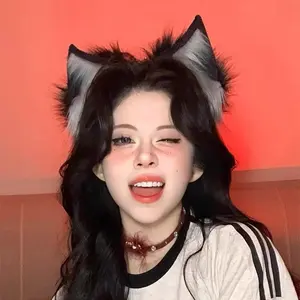 Good osierds Handmade Animal Ears Headband – Plush Wolf/Cat Ear Cosplay Hairband, Realistic Furry Lolita Headpiece for Couples Costume Accessories