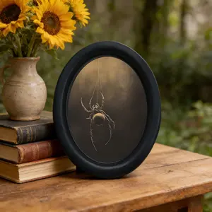 Vintage Gothic Hanging Spider Oval Frame Wall Decor, Dark Bedroom Wall Art, Spooky Halloween Atmosphere Decoration, Festive Holiday Wall Decor