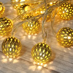 Moroccan Ball String Lights, Hollow Round Balls, Garden Party Decor, Home Use, Parties, Camping, 3/6m