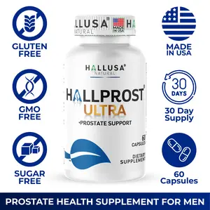 HALLUSA NATURAL HALLPROST ULTRA 60 Capsules Prostate Health Complex with Saw Palmetto & Organic Ingredients Gluten Free Non-GMO Dietary Supplement