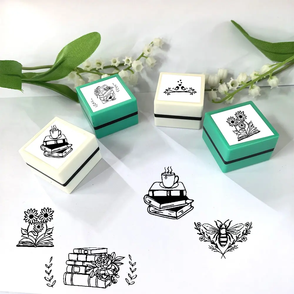 Vintage Floral Light-Sensitive Stamp Set, Coffee Bee Sunflower Designs, Mini Portable Diary Decoration, Greeting Card Making Stamps