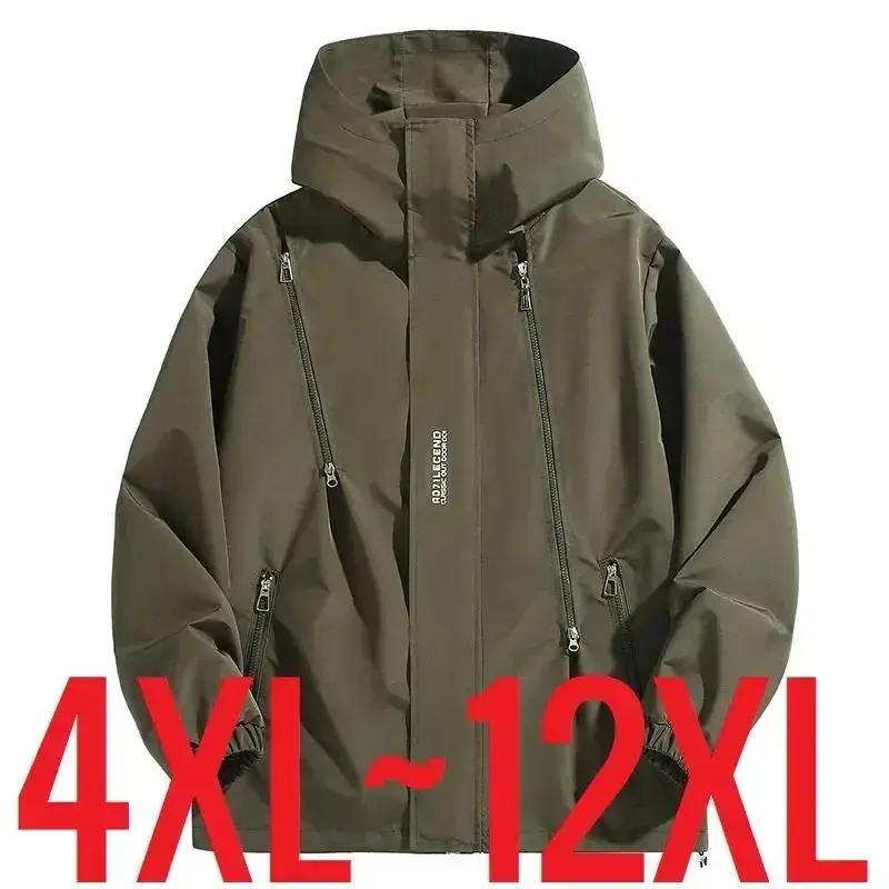 2025 New Style Big Size 12XL Bomber Jacket Men Hooded Zipper Windbreaker Waterproof Windproof Outerwear Large Plus Fat Coats Casual Long Sleeve Menswear Tops Wetsuit Green 2025 New Style Big Size 12XL Bomber Jacket Men Hooded Zipper Windbreaker Waterproof Windproof Outerwear Large Plus Fat Coats Casual Long Sleeve Menswear Tops Wetsuit Green