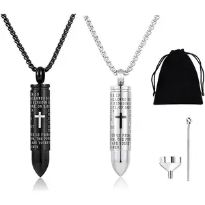 2 count Urn Necklaces for Ashes, Cremation Necklack for Ashes, Urn Necklaces for Ashes for Women Men, Cremation  Locket Stainless Steel Keepsake  Memorial Pend...