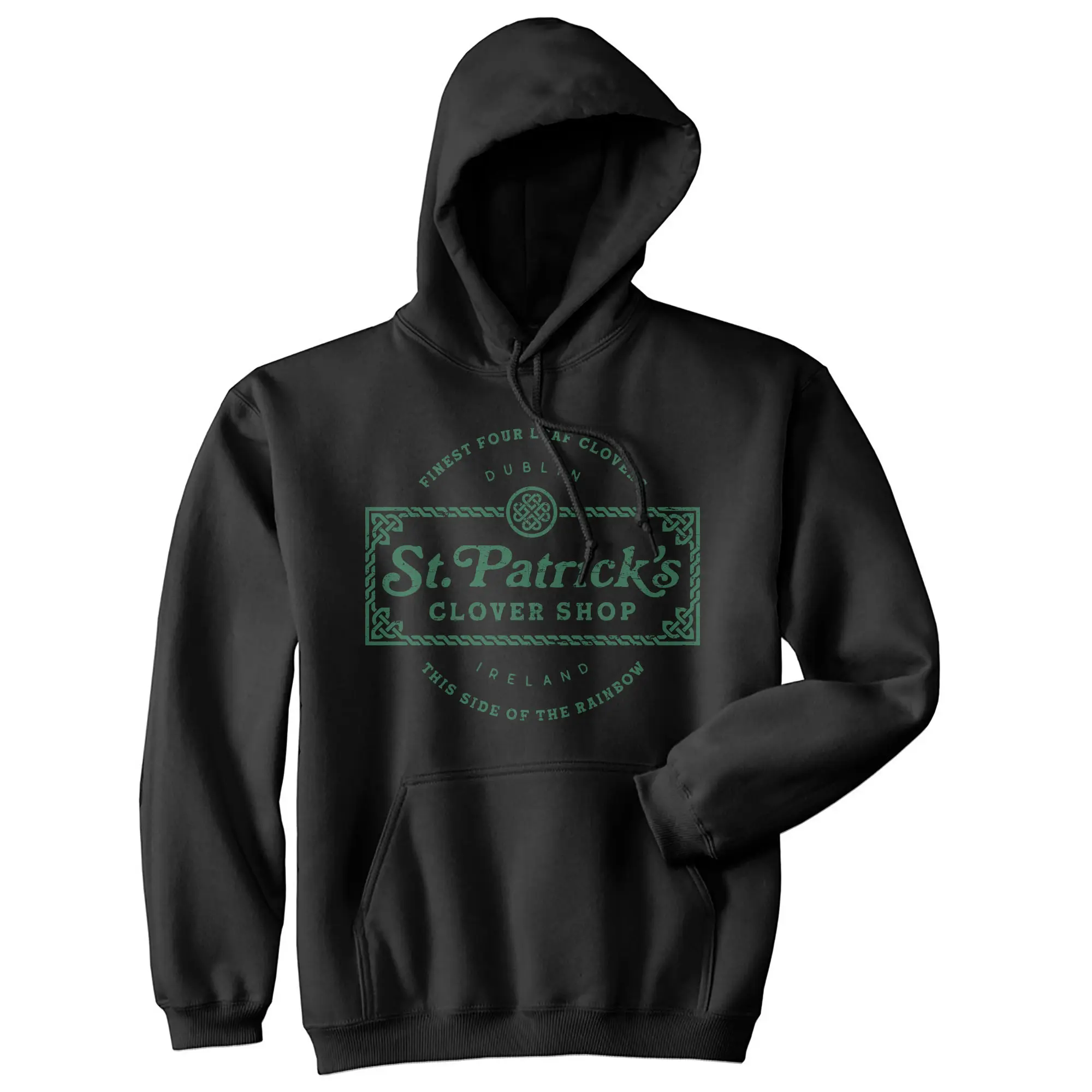St Patricks Clover Shop Hoodie Funny Vintage St Patricks Day Parade Outfit Cool Shamrock Design Unisex Vintage Fashion Hoodies Saint Patrick's Day Hoodie Funny Sarcastic Pullover Novelty Sweatshirt Black