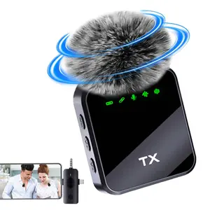 Wireless Lavalier Microphone for Phone iPad TypeC Lapel Mics Plug-Play 2.4G Ultra-Low Delay Noise Reduction Chip Working Time for Video Recording Interview Podcast Vlog Usb Rechargeable Mic