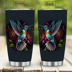 20oz Stainless Steel Insulated Travel Tumbler – Hummingbird Design Double-Wall Vacuum Coffee Mug, Car Cup Holder Friendly, Outdoor Travel Water Bottle, Perfect Birthday, Christmas, Valentine’s Day & Mother’s Day Gift