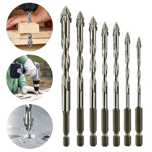 7 Count Masonry Drill Bit Set,Industrial Strength Carbide Drill Bit Tip,Sawtooth Eccentric Drill Bit Set,Suitable for all Tiles,Ceramics,Glass,Marble,Concrete,Stainless Steel.