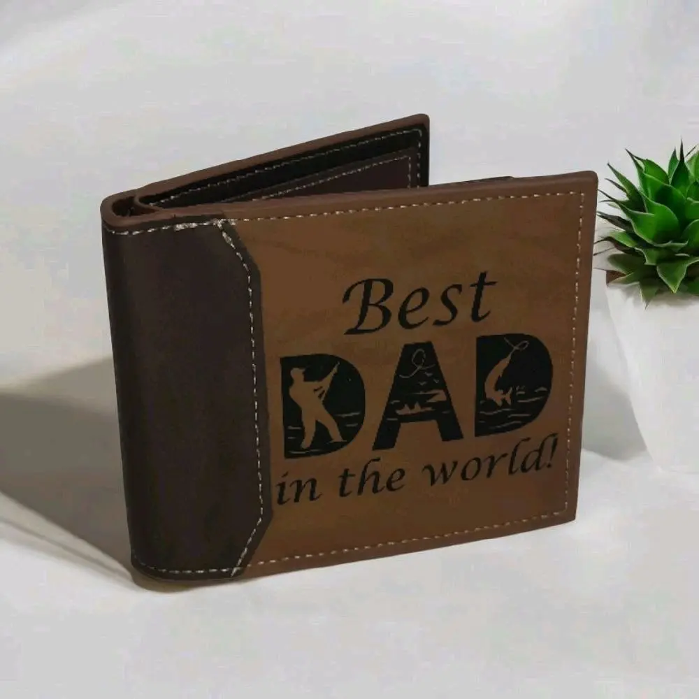 Best Dad in The World PU Leather Wallet with Golf / Fishing Design