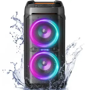 W-KING T11 Party Bluetooth Speakers 240W IPX6 Waterproof 5.3 Wireless 115dB Bass Hi-Fi DSP Karaoke Mic Lights USB EQ for Smartphones & Parties