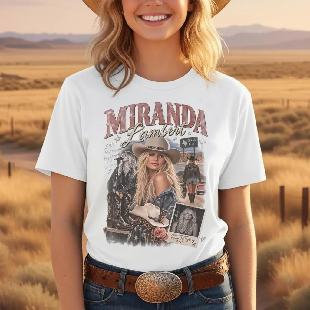Miranda Lambert Collage T-Shirt Country Music Western Tee Y2K Trendy Streetwear Tee S–5XL HGB10802