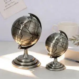 Zinc Alloy World Globe Model Ornament - 1 Count Global Statue, Whimsical Indoor Home Decor Craft for Living Room, Christmas Celebrations