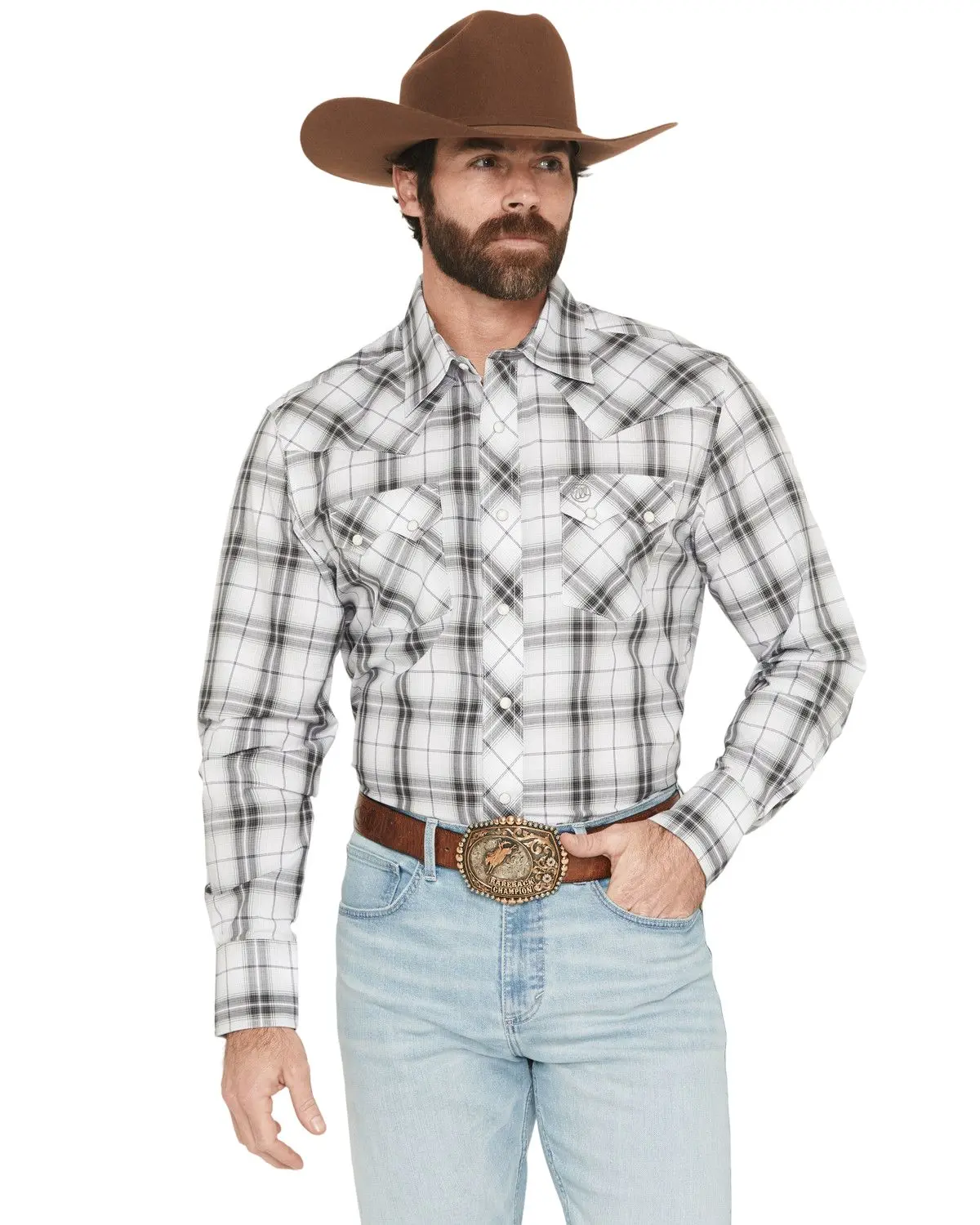 Wrangler Men's Retro Men'S Plaid Print Long Sleeve Snap Western Shirt - 112378874