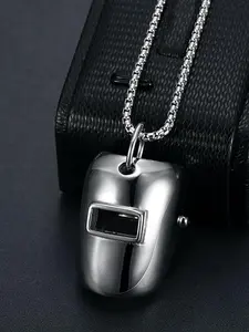 Men's Welder Mask Necklace with Pendant, Stainless Steel Simple Jewelry, Unisex Hip Hop Style, Casual Random Print, All Seasons, Modern Versatile Accessories