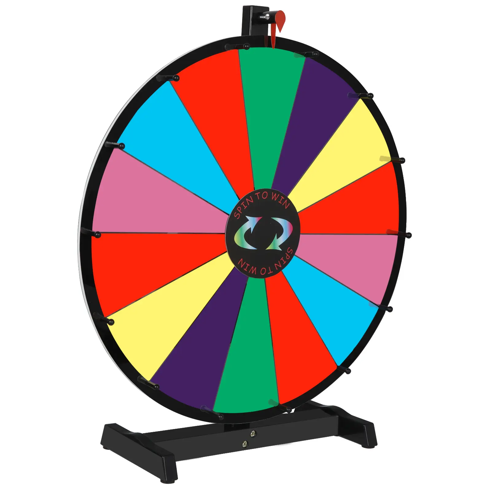 Segawe 24-Inch Durable Tabletop Acrylic Fortune Spinner - 14-Slot Customizable Editable Dry-Erase Prize Wheel with Speed Control for Office Stationery Needs