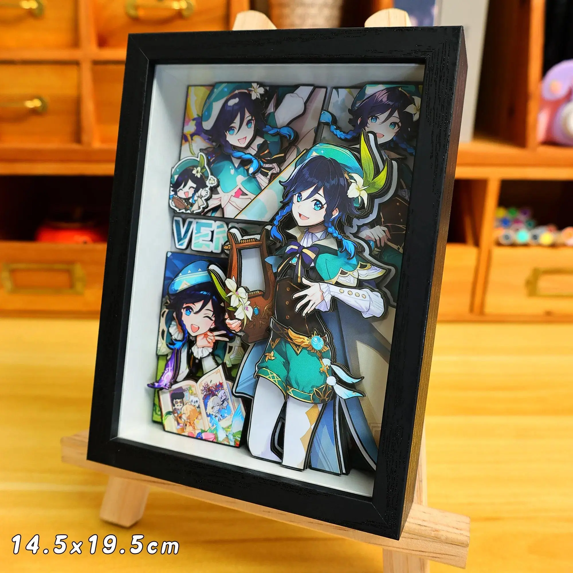 Genshin Impact Diluc Neuvillette Zhongli 3D Handmade Art Painting Cartoon Collect Picture Desktop Ornaments Picture Frame Gift