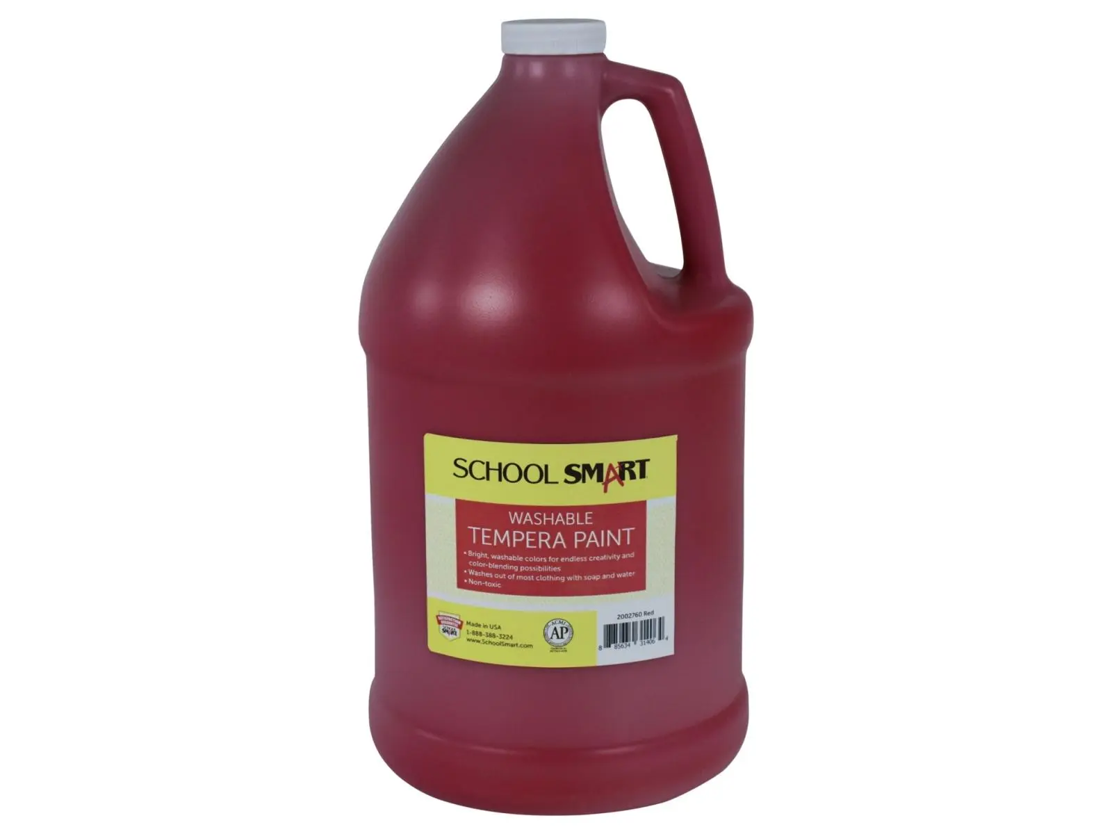 School Smart 2002760 1 gal Washable Tempera Paint, Red