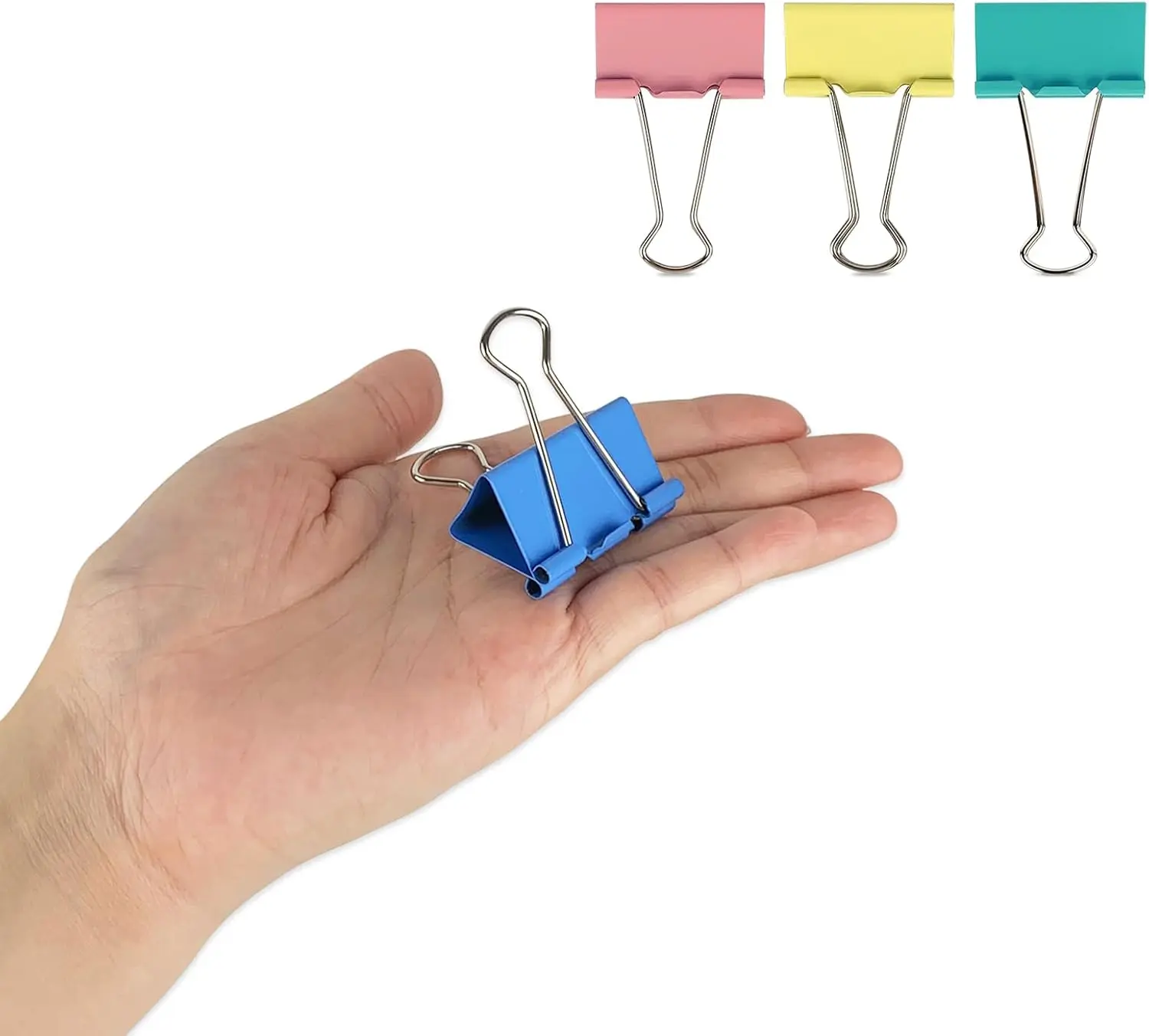 Colorful Pack Reusable Binder Clips - 1.6 in, 24 Pack, 4 Vibrant Colors, Tempered Steel, Rust-Resistant, Cost-Effective Paper Clamps with Superior Fixing Power for Binding Papers, Securing Documents, Office Stationery Supplies, Secure Documents