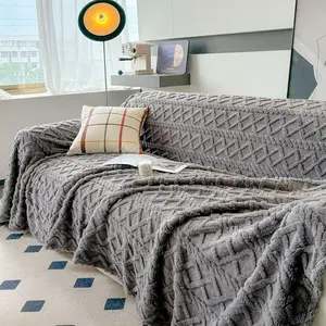 Solid Color Plush Sofa Cover, 1 Count Warm Soft Comfortable Sofa Slipcover, Sofa Couch Protector for Home Living Room Office Hotel Dormitory Decor, Room Decor, Sofa Couch Covers