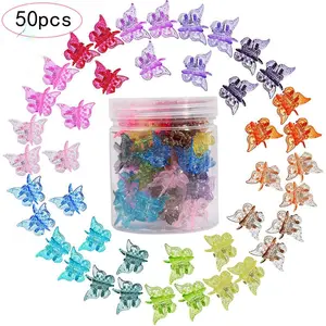 50pcs Sparkling Mini Butterfly Hair Clips, Candy Color Spray Painted, No Damage Hair Accessories, Perfect for Side Bangs and Boats, Hair Clip Set