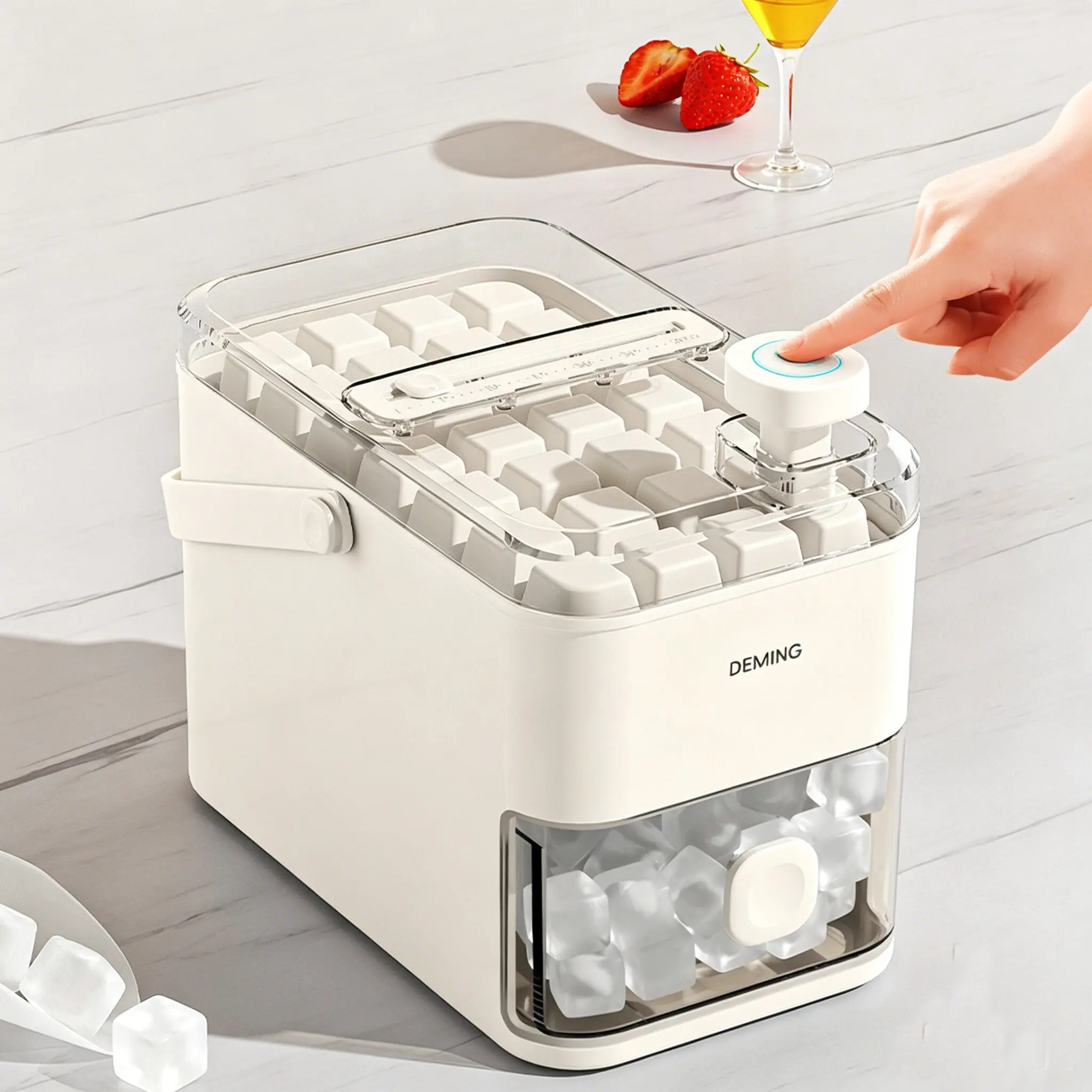 56-Compartment Drawer Ice Cube Tray, Press Mold Ice Maker, Easy Release, Food Grade Storage Box, Ideal for Home Parties
