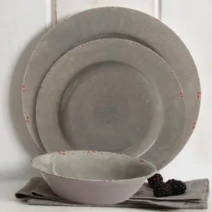 Gibson  Muana Melamine Dinnerware, Grey - 12 Piece