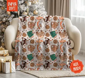 Personalized Christmas Cocoa Beige Blanket